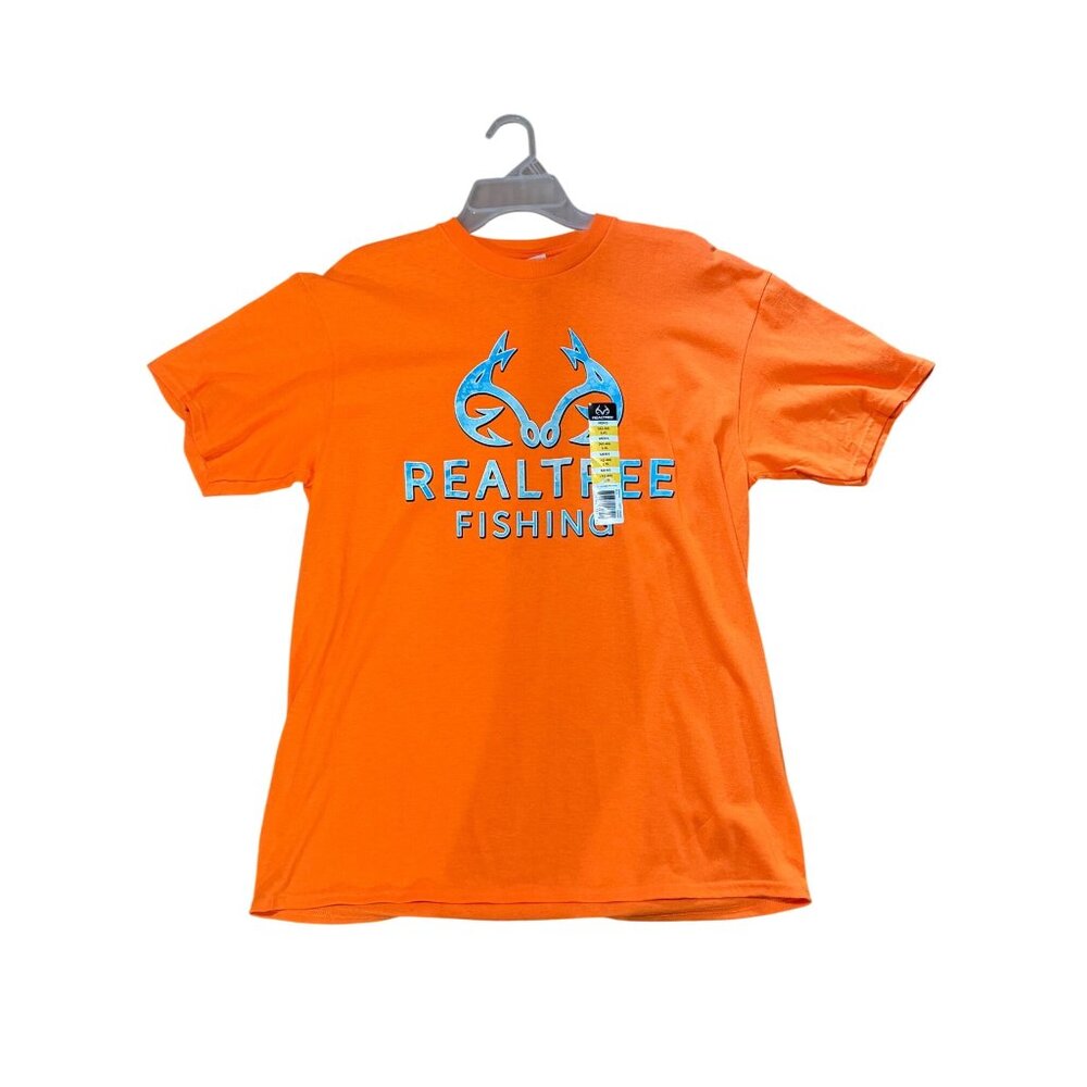 NWT Realtree Mens Tshirt Fishing Orange Short Sleeve Casual Earthy Outdoor Large
